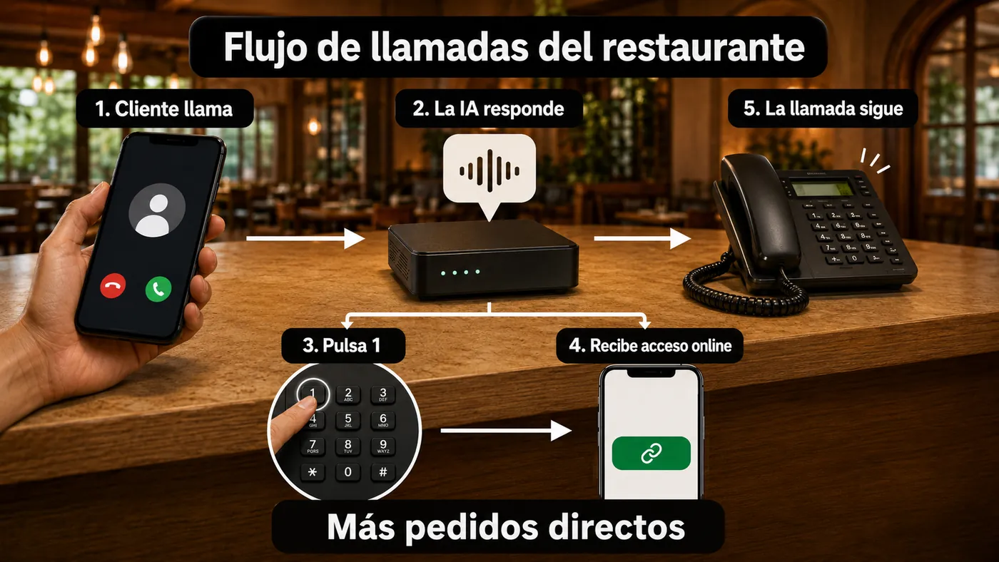 Flujo de llamadas de Televoip para restaurantes