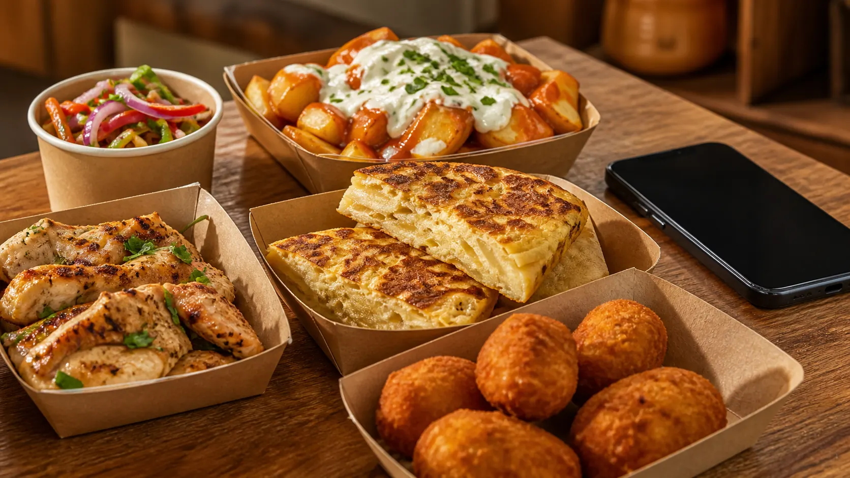 Oferta de tortilla, croquetas y cocina mediterránea